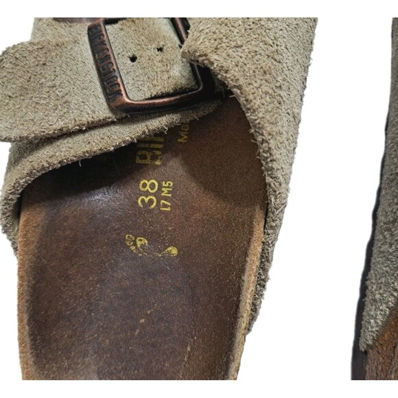 Birkenstock Arizona Women's Size 7 38 Soft Footbed Suede Leather Sandals Taupe - Picture 7 of 8